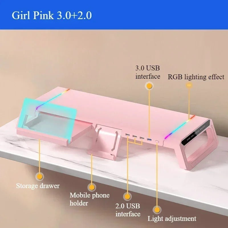 Desktop Multifunctional Computer Monitor Height Increasing Bracket Expansion Interface Desktop Folding Storage Base