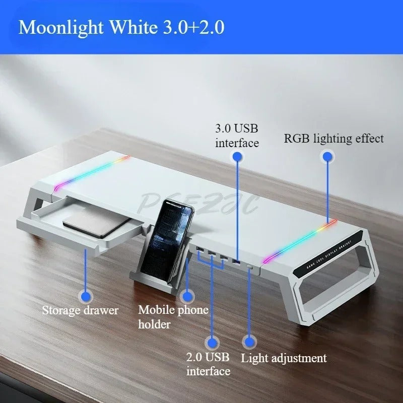 Desktop Multifunctional Computer Monitor Height Increasing Bracket Expansion Interface Desktop Folding Storage Base