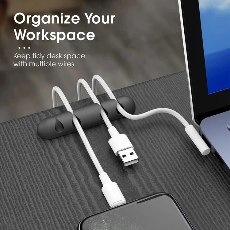 Cable Organizer Silicone USB Cable Winder Desktop Tidy Management Clips