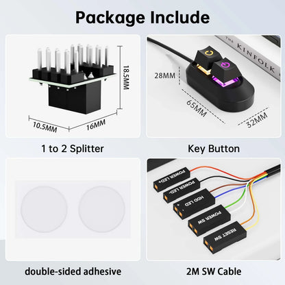 PC External Switch Key Start Power On/Off And Restart LED Light Button