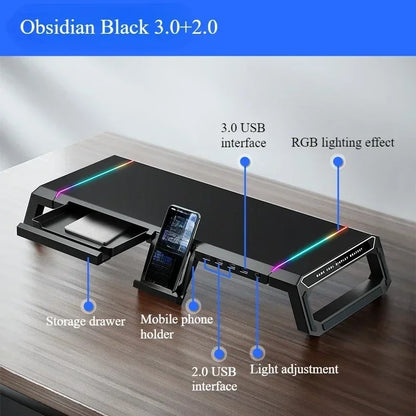 Desktop Multifunctional Computer Monitor Height Increasing Bracket Expansion Interface Desktop Folding Storage Base